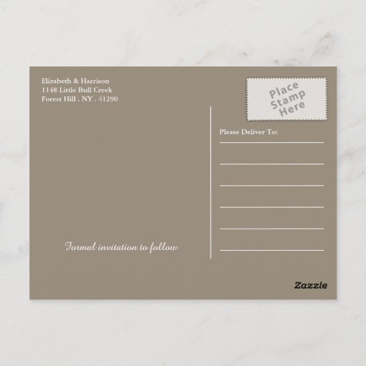 Carte Postale Rustic Burlap Wedding Enregistrer La Date (Dos)