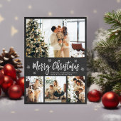 Carte Postale Rustic Chalkboard 4 Photo Collage Noël