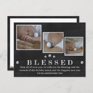 Carte Postale Rustic Chalkboard Blessé Chic 3 Photo Holiday
