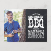 Carte Postale Rustic Chalkboard Graduation Photo BBQ Invitation (Devant)
