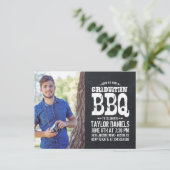 Carte Postale Rustic Chalkboard Graduation Photo BBQ Invitation (Debout devant)