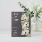 Carte Postale Rustic Chalkboard Green 3 Photo Enregistrer La Dat (Debout devant)