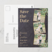 Carte Postale Rustic Chalkboard Green 3 Photo Enregistrer La Dat (Devant / Derrière)