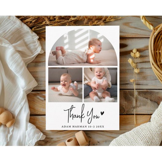 Carte Postale Rustic Chic Baby shower Merci photo