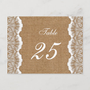 Carte Postale Rustic Chic burlap et dentelle mariage campagnard