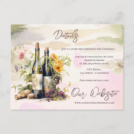 Carte Postale Rustic Chic Grapevine Vineyard Détails du Mariage (Devant)