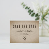 Carte Postale Rustic Country Burlap Wedding Enregistrer La Date (Debout devant)