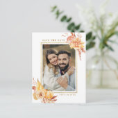 Carte Postale Rustic Fall Floral Mariage Photo Enregistrer la da (Debout devant)