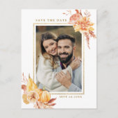 Carte Postale Rustic Fall Floral Mariage Photo Enregistrer la da (Devant)