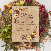 Carte Postale Rustic Fall Mustard Floral Wedding Enregistrer La