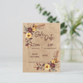 Carte Postale Rustic Fall Mustard Floral Wedding Enregistrer La (Debout devant)