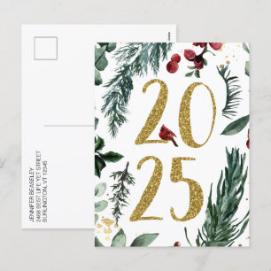 Carte postale Rustic Gold 2025 pour le Nouvel An