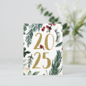 Carte postale Rustic Gold 2025 pour le Nouvel An (Debout devant)