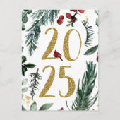 Carte postale Rustic Gold 2025 pour le Nouvel An (Devant)