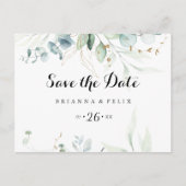 Carte Postale Rustic Gold Floral Horizontal Enregistrer la date (Devant)