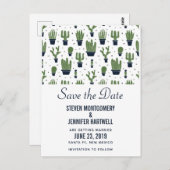 Carte Postale Rustic Green Desert Cactus Motif Enregistrer la da (Devant / Derrière)