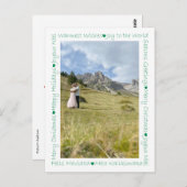 Carte Postale Rustic Green Hearts & Xmas Words 2 Frontière photo (Devant / Derrière)