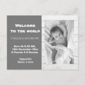 Carte Postale Rustic Grey Baby Photo Faire-part de (Devant)