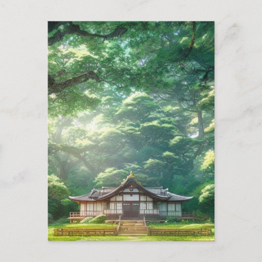 Carte Postale Rustic Haven, Maison japonaise en bois (Devant)