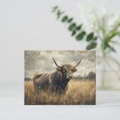 Carte Postale Rustic Highland Cow Landcape Art (Debout devant)