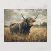 Carte Postale Rustic Highland Cow Landcape Art (Devant)