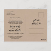 Carte Postale Rustic Kraft, Faire-part de mariage Reporté (Dos)