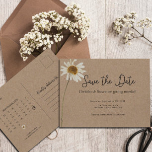 Carte Postale Rustic Kraft Faire sécher le tournesol de mariage 