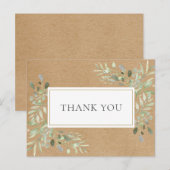 Carte Postale Rustic Kraft Feuilles de printemps Merci d'affaire (Devant / Derrière)