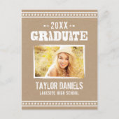 Carte Postale Rustic Kraft Graduation Photo BBQ Invitation (Devant)