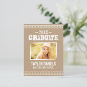 Carte Postale Rustic Kraft Graduation Photo BBQ Invitation (Debout devant)