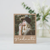 Carte Postale Rustic Kraft Paper Graduation Party Enregistrer La (Debout devant)