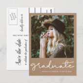 Carte Postale Rustic Kraft Paper Graduation Party Enregistrer La (Devant / Derrière)