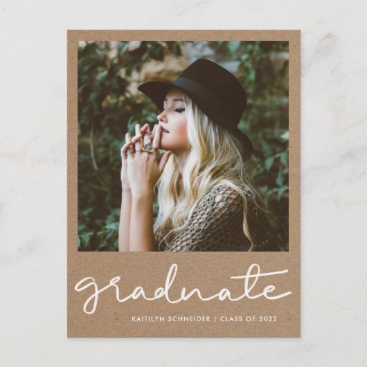 Carte Postale Rustic Kraft Paper Graduation Party Enregistrer La (Devant)