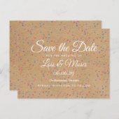 Carte Postale Rustic Kraft Rainbow Confetti Enregistrer la date (Devant / Derrière)