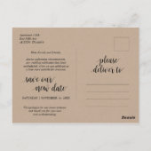 Carte Postale Rustic Kraft, Sauvez notre nouvelle date, mariage  (Dos)