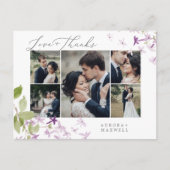 Carte Postale Rustic Lilac Multi Photo Mariage Amour et Merci (Devant)
