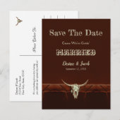 Carte Postale Rustic Mariage Western Bull Skull Enregistrer La D (Devant / Derrière)
