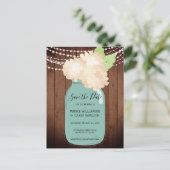 Carte Postale Rustic Mason Jar Wedding Wedding Enregistrer la Da (Debout devant)