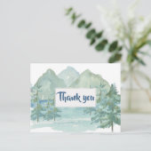 Carte Postale Rustic Mountains Baby shower d'aventure Merci (Debout devant)