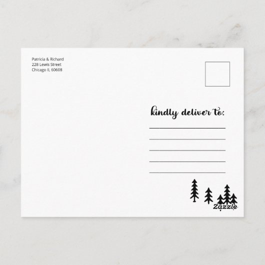 Carte Postale Rustic Mountains Mariage Extérieur Enregistrer La  (Dos)