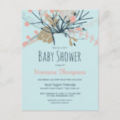 Carte Postale Rustic Pastel Blue Baby shower botanique Invitatio (Devant)
