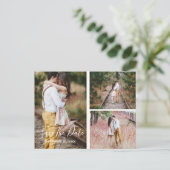 Carte Postale Rustic Photo Collage Enregistrer La Date (Debout devant)