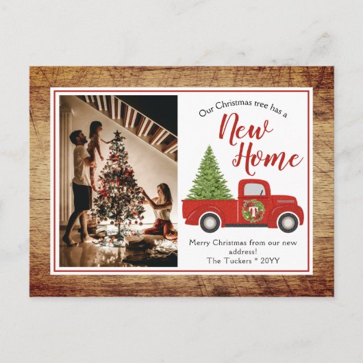 Carte Postale Rustic Red Christmas Truck Tree Nouvelle adresse M (Devant)