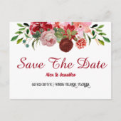Carte Postale Rustic Red Roses Floral Enregistrer la date Annonc (Devant)