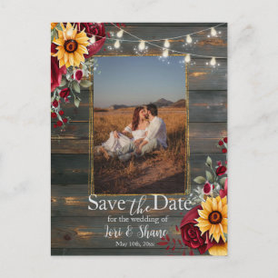 Carte Postale Rustic Rose et Aster Save the Date Photo