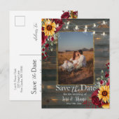 Carte Postale Rustic Rose et Aster Save the Date Photo (Devant / Derrière)