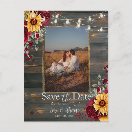 Carte Postale Rustic Rose et Aster Save the Date Photo (Devant)
