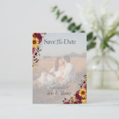Carte Postale Rustic Rose et Aster Save the Date Photo (Debout devant)