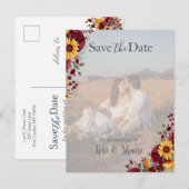 Carte Postale Rustic Rose et Aster Save the Date Photo (Devant / Derrière)