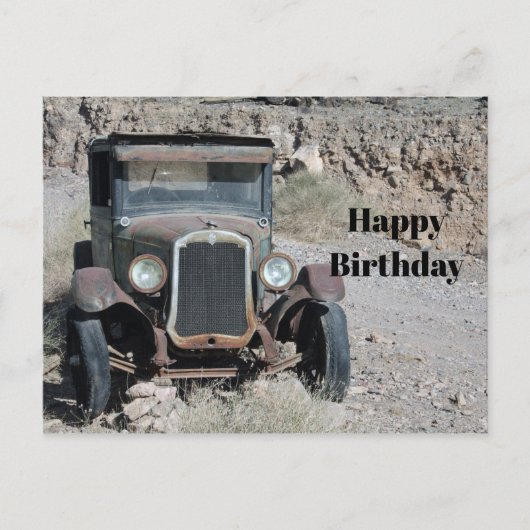 Carte Postale Rustic Rusted Car Photo Anniversaire (Devant)